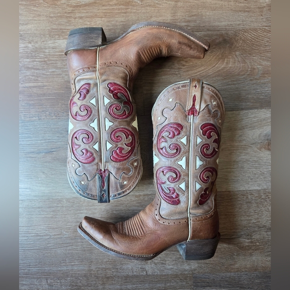 Ariat Shoes - Ariat Madrina Macchito Snip Toe Leather Western Cowboy Boots Festival Wear 8B